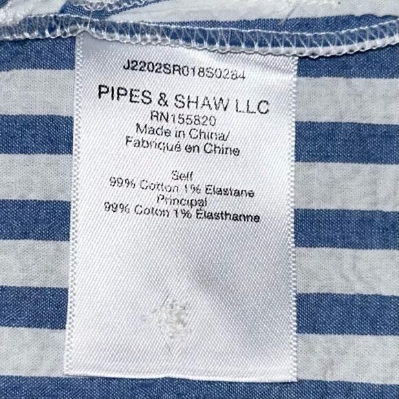 Veronica Beard Calisto Washed Blue White Ruffle Collar Button Revolve Shirt S - Picture 12 of 14